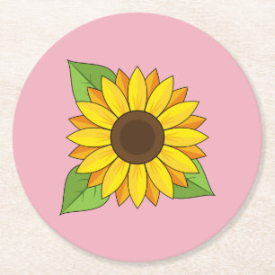 Posavasos Redondo De Papel Girasol