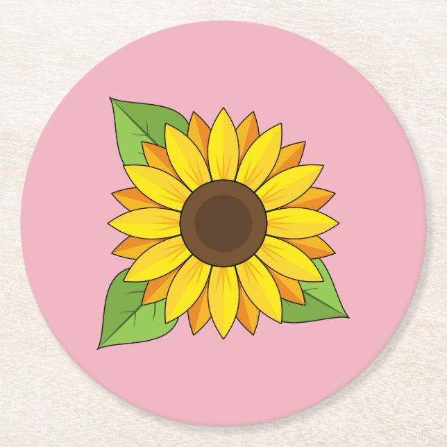 Posavasos Redondo De Papel Girasol (Anverso)
