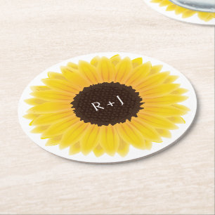 Posavasos Redondo De Papel Girasol