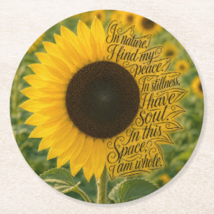 Posavasos Redondo De Papel Girasol con cita inspiradora