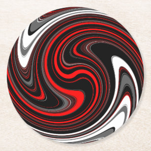 Posavasos Redondo De Papel Giro de pintura roja blanca negra
