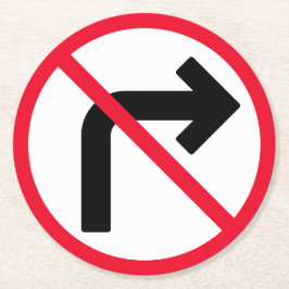 Posavasos Redondo De Papel Giro derecho Rótulo prohibido | Astras redondas Pe