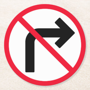 Posavasos Redondo De Papel Giro derecho Rótulo prohibido Astras redondas Pe