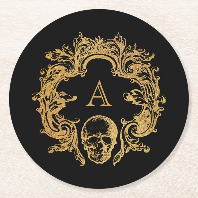 Posavasos Redondo De Papel Glam gótico | Casos de cocina | Negro (Anverso)