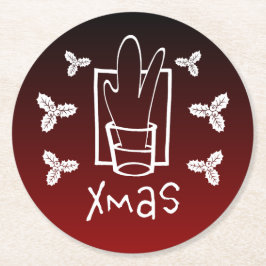 Posavasos Redondo De Papel Glass de navidad que resplandece