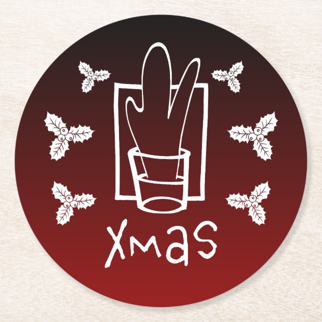 Posavasos Redondo De Papel Glass de navidad que resplandece (Anverso)