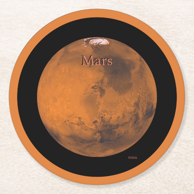 Posavasos Redondo De Papel Globe Mars de la NASA (Anverso)