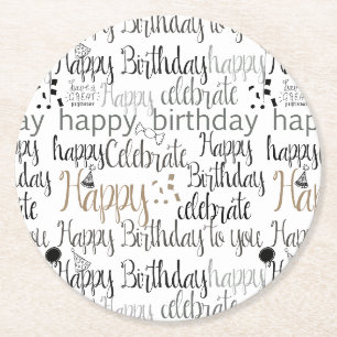 Posavasos Redondo De Papel Globos divertidos felices cumpleaños