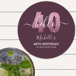 Posavasos Redondo De Papel Glowing at 40! Stylish 40th Party with Pink Glam