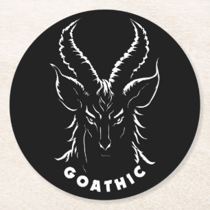 Posavasos Redondo De Papel Goático Pun gótico Cabra satánica
