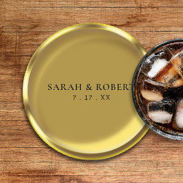 Posavasos Redondo De Papel Gold Coin Elegant Luxury Boda