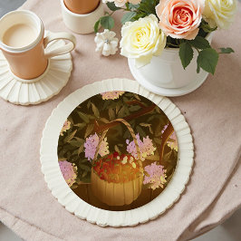 Posavasos Redondo De Papel Golden Hour Strawberry Basket