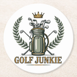 Posavasos Redondo De Papel Golf Junkie Sports Lover