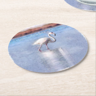 Posavasos Redondo De Papel Gracia Flamingo Y Agua De Belleza
