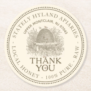 Posavasos Redondo De Papel Gracias, Honey Skep Promotion Coaster
