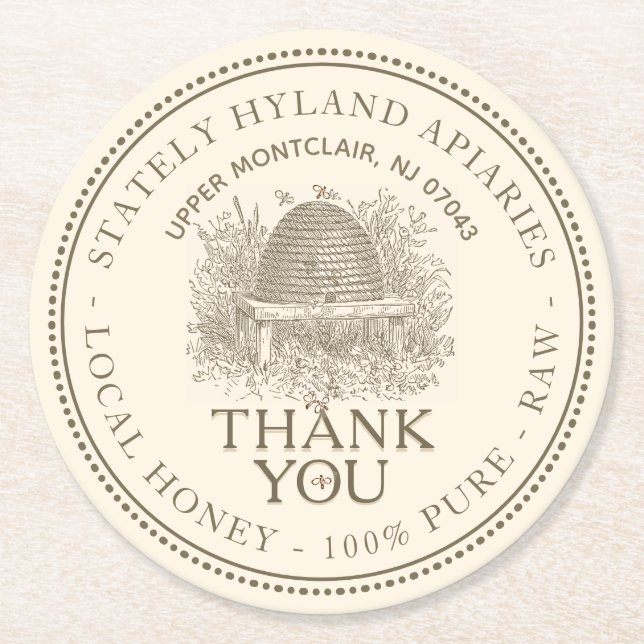 Posavasos Redondo De Papel Gracias, Honey Skep Promotion Coaster (Anverso)