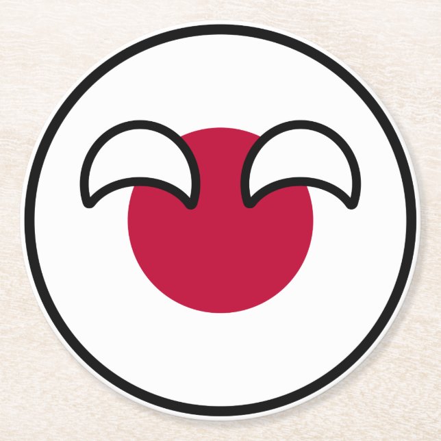 Posavasos Redondo De Papel Graciosa bandera de la nación japonesa (Anverso)