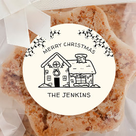 Posavasos Redondo De Papel Graciosa casa de Gingerbread Feliz Navidad