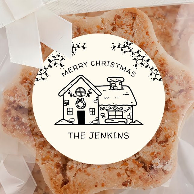 Posavasos Redondo De Papel Graciosa casa de Gingerbread Feliz Navidad (Subido por el creador)