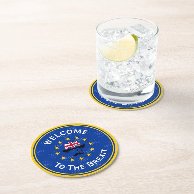 Posavasos Redondo De Papel Gracioso arte de Brexit de la Unión Europea de Ama (In situ)