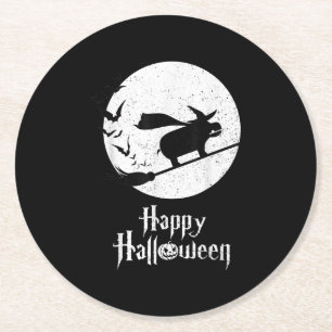 Posavasos Redondo De Papel Gracioso regalo de Halloween de bruja Hippo Lover