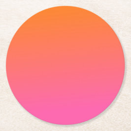 Posavasos Redondo De Papel Gradiente naranja y rosa
