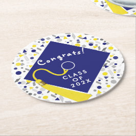 Posavasos Redondo De Papel Graduación 2026 Felicidades
