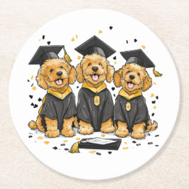 Posavasos Redondo De Papel Graduación Perros Goldendoodle