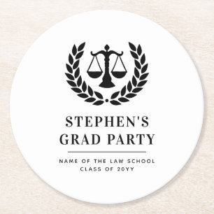 Posavasos Redondo De Papel Graduación personalizada en la Facultad de Derecho