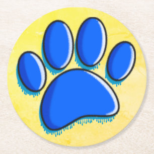 Posavasos Redondo De Papel Graffiti Art Dog Paw Print