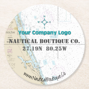 Posavasos Redondo De Papel Gráfico de la longitud del logotipo Latitude Stuar