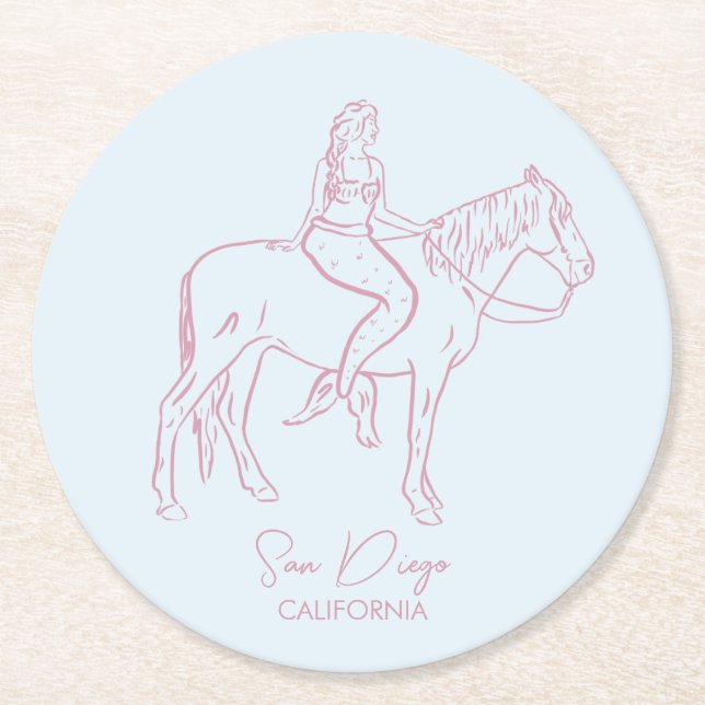 Posavasos Redondo De Papel Gráfico de la sirena (Anverso)