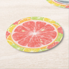 Posavasos Redondo De Papel Grapefruit Citrus Slices