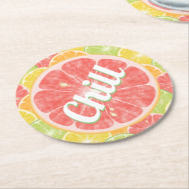 Posavasos Redondo De Papel Grapefruit Citrus Slices Chill
