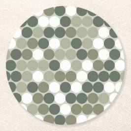 Posavasos Redondo De Papel Green retro dots