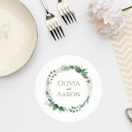 Posavasos Redondo De Papel Greenery Wedding Coaster