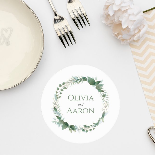 Posavasos Redondo De Papel Greenery Wedding Coaster (Subido por el creador)