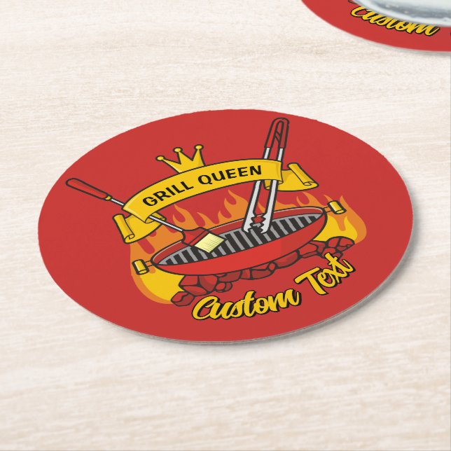 Posavasos Redondo De Papel Grill Queen (En perspectiva)