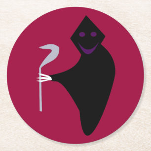 Posavasos Redondo De Papel Grim Reaper Halloween Paper Coasters