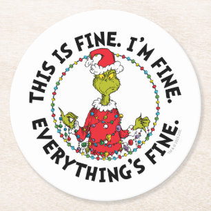 Posavasos Redondo De Papel Grinch   Todo está bien