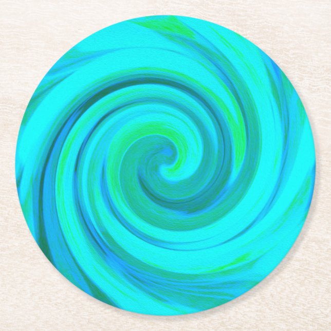 Posavasos Redondo De Papel Groovy Guay Resumen Aqua Liquid Art Swirl (Anverso)