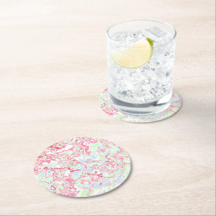 Posavasos Redondo De Papel Groovy Retro Boho Ecléctico Funky Marble colorido