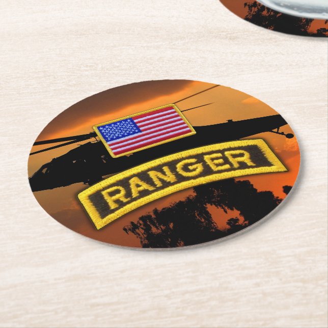 Posavasos Redondo De Papel Guardabosques aéreos del ejército veteranos vetera (En perspectiva)