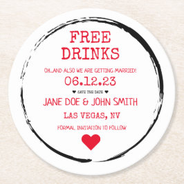 Posavasos Redondo De Papel Guardar la montaña rusa de fechas (rojo)