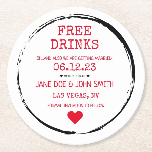 Posavasos Redondo De Papel Guardar la montaña rusa de fechas (rojo) (Anverso)