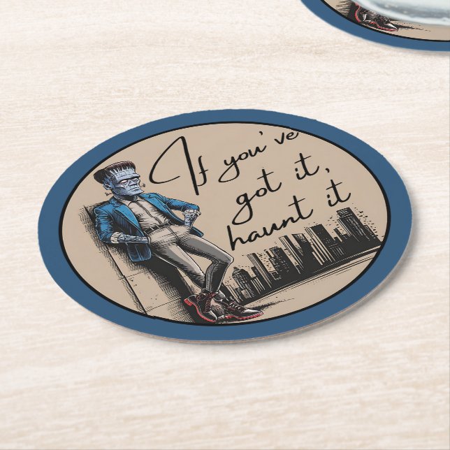 Posavasos Redondo De Papel Guay Frankenstein si lo tienes, atójalo (En perspectiva)