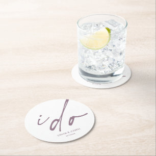 Posavasos Redondo De Papel Guión elegante del día de la boda que hago