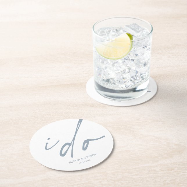 Posavasos Redondo De Papel Guión elegante del día de la boda que hago (In situ)