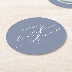 Posavasos Redondo De Papel Guion minimalista moderno azul personalizado para 