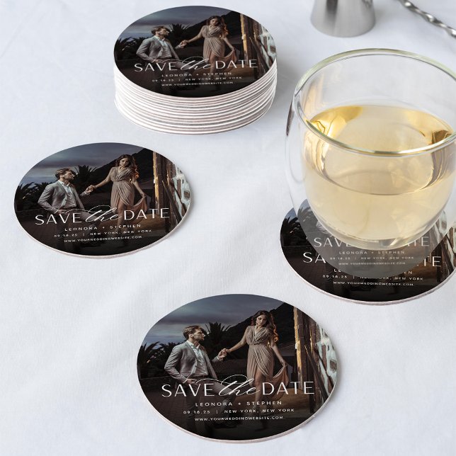 Posavasos Redondo De Papel Guión suave | Foto Guardar la fecha (Subido por el creador)